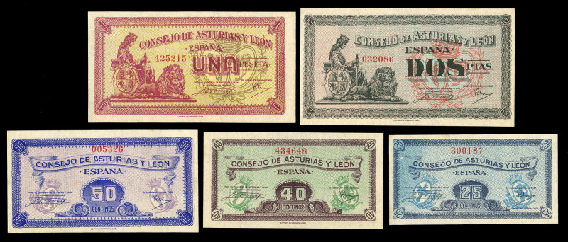 1937. Asturias y León. (Ed-395/398). Complete set of the Council of Asturias and...