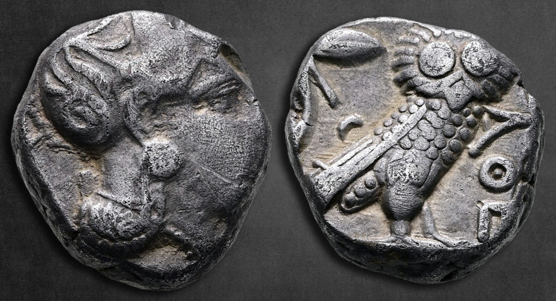 Attica. Athens circa 350-294 BC. 
Tetradrachm AR

22 mm, 16,92 g

Head of A...