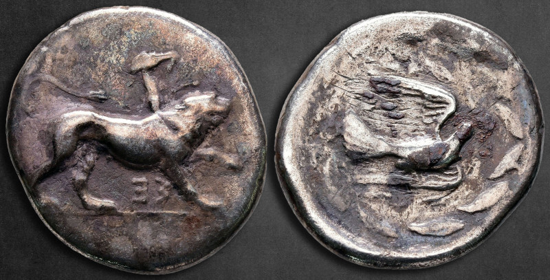 Sikyonia. Sikyon circa 431-400 BC. 
Stater AR

26 mm, 10,95 g

Chimaera adv...