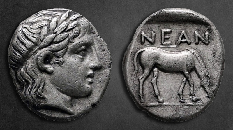 Troas. Neandria circa 350-300 BC.
Hemidrachm AR

12 mm, 1,89 g

Laureate he...