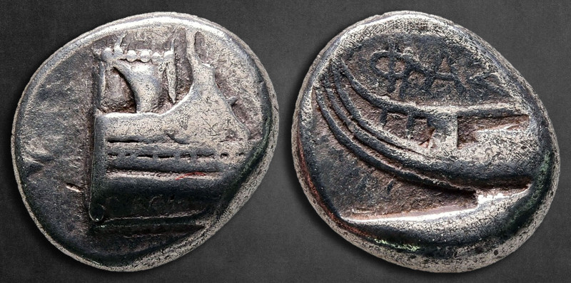 Lycia. Phaselis circa 500-440 BC. 
Tetrobol AR

14 mm, 3,33 g

Prow of gall...