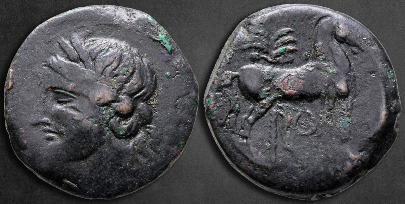 Zeugitana. Carthage circa 220-215 BC. 
Trishekel Æ

31 mm, 19,73 g

Head of...