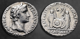 Augustus 27 BC-AD 14. Lugdunum. Denarius AR