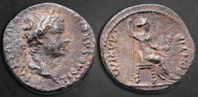 Tiberius AD 14-37. Lugdunum. Denarius AR