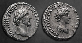 Antoninus Pius with Marcus Aurelius, as Caesar AD 138-161. Rome. Denarius AR