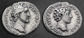 Antoninus Pius with Marcus Aurelius, as Caesar AD 138-161. Rome. Denarius AR