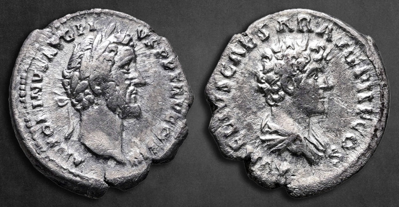 Antoninus Pius with Marcus Aurelius, as Caesar AD 138-161. Rome
Denarius AR

...