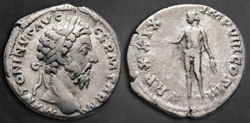 Marcus Aurelius AD 161-180. Rome
Denarius AR

19 mm, 3,28 g

M ANTONINVS AV...