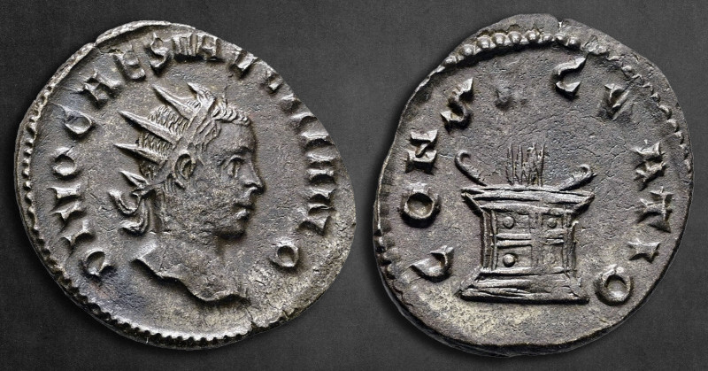 Divus Valerian II AD 258. Rome
Billon Antoninianus

22 mm, 2,96 g

DIVO CAE...