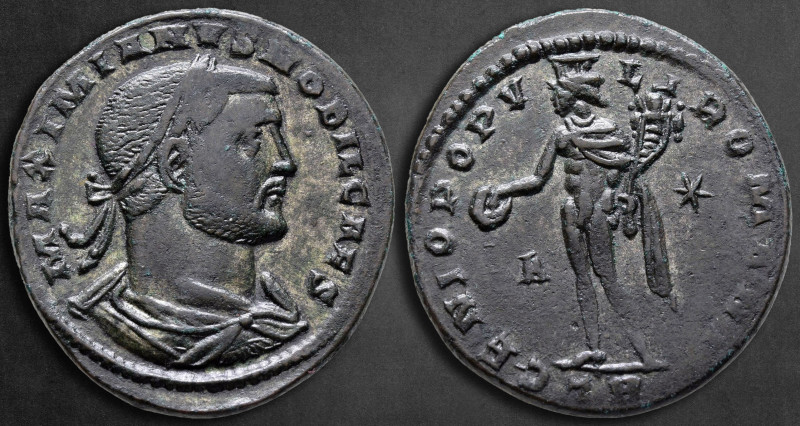 Galerius Maximianus AD 305-311. Treveri
Nummus Æ

27 mm, 9,84 g

MAXIMIANVS...