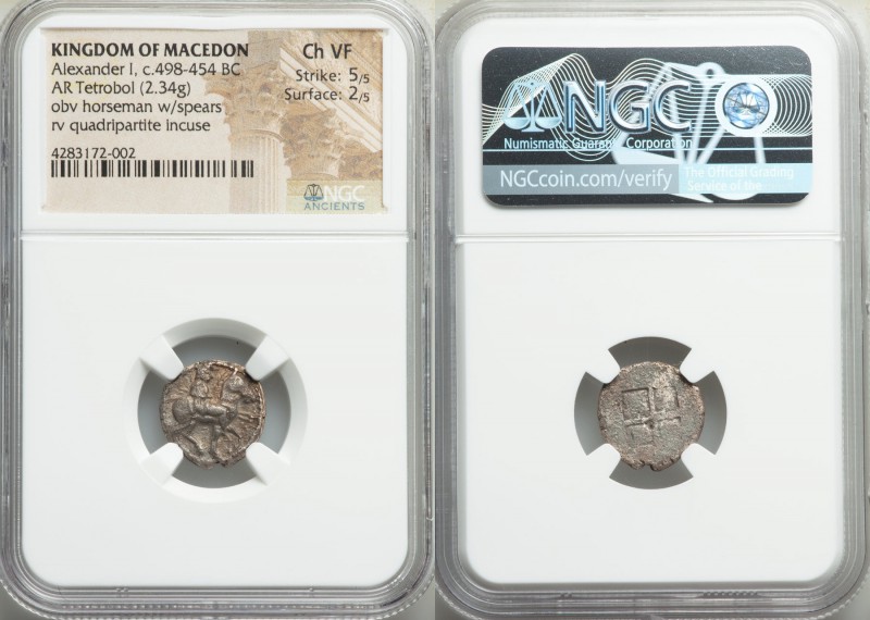 MACEDONIAN KINGDOM. Alexander I (498-454 BC). AR tetrobol (14mm, 2.34 gm). NGC C...
