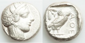 ATTICA. Athens. Ca. 440-404 BC. AR tetradrachm (23mm, 17.22 gm, 3h). VF. Mid-mass coinage issue. Head of Athena right, wearing crested Attic helmet or...
