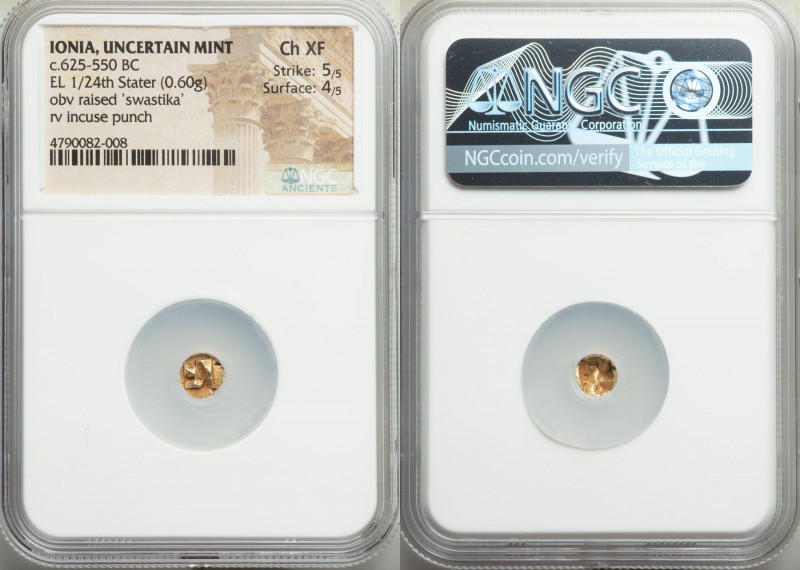 IONIA. Uncertain mint. Ca. 625-550 BC. EL 1/24 stater or myshemihecte (8mm, 0.60...