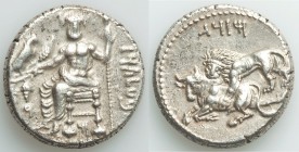 CILICIA. Tarsus. Mazaeus, as Satrap (361-334 BC). AR stater (23mm, 10.80 gm, 11h). AU. B'LTRZ (Aramaic), Ba'altars seated left, head facing, eagle, gr...