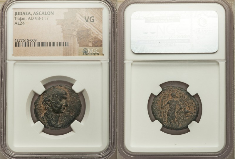 JUDAEA. Ascalon. Trajan (AD 98-117) AE (24mm, 12h). NGC VG. Dated Civic Year 210...