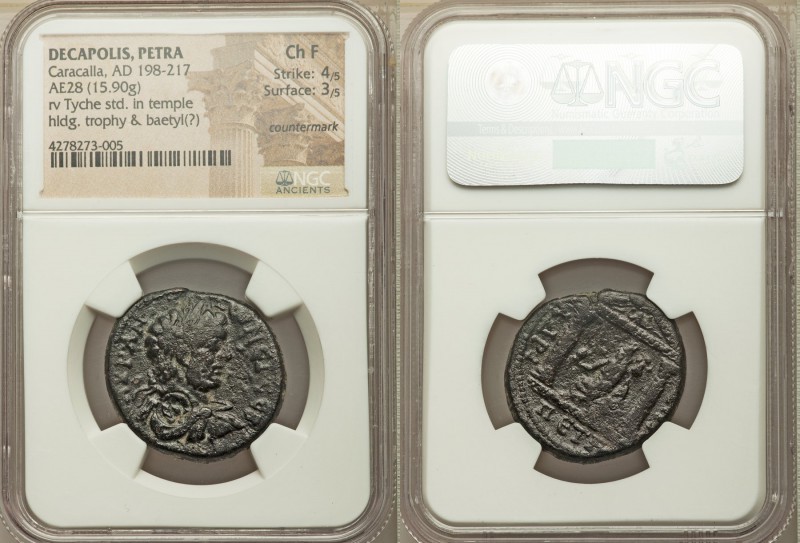 DECAPOLIS. Petra. Caracalla (AD 198-217). AE (28mm, 15.90 gm, 12h). NGC Choice F...