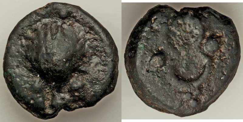 Anonymous. Ca. 280 BC. AE aes grave sextans (36mm, 49.52 gm, 6h). About VF. Rome...