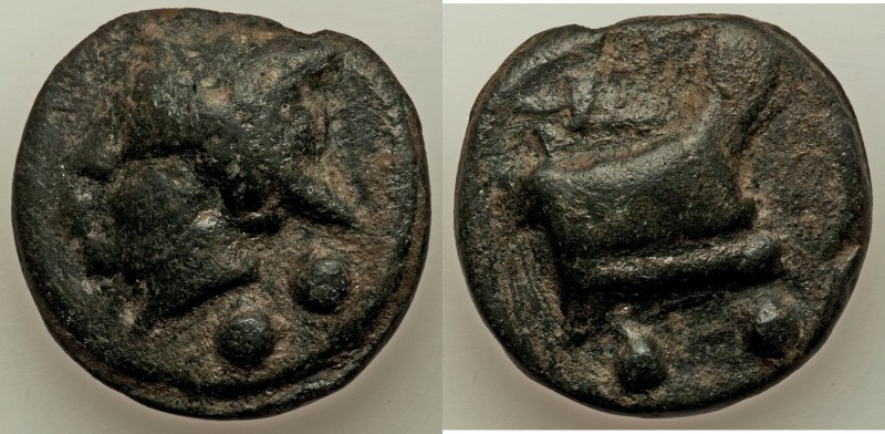 Anonymous. Ca. 225-217 BC. AE aes grave sextans (33mm, 41.37 gm, 12h). VF. Rome ...