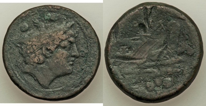 Anonymous. Ca. 217-215 BC. AE sextans (31mm, 25.72 gm, 7h). Fine, marks. Rome, S...
