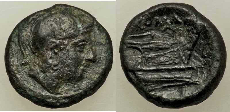 Anonymous. Ca. 217-215 BC. AE quartuncia (15mm, 2.77gm, 12h). About VF. Rome. He...