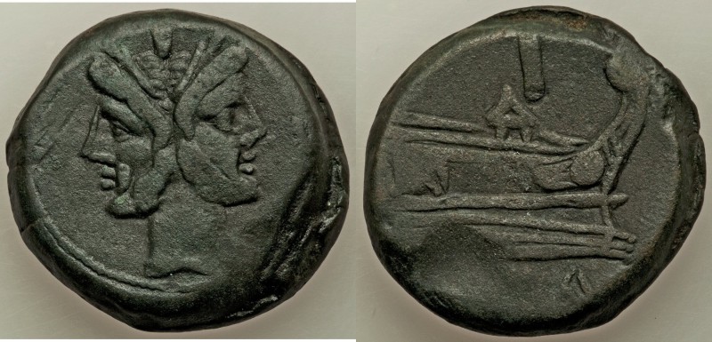 Anonymous. After 211 BC. AE as (35mm, 48.79 gm, 12h). VF. Uncertain mint. Laurea...