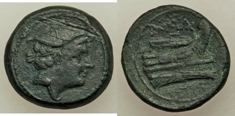 Anonymous. After 211 BC. AE semuncia (16mm, 5.62 gm, 3h). About VF, scratches. R...
