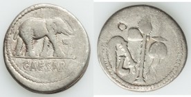 Julius Caesar, as Dictator (49-44 BC). AR denarius (18mm, 3.77 gm, 11h). Fine. Military mint traveling with Caesar in northern Italy, 49 BC. CAESAR, e...