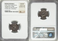 C. Vibius C.f. C.n. Pansa Caetronianus (ca. 48 BC). AR denarius (19mm, 3.85 gm, 8h). NGC Choice XF 4/5 - 4/5. Rome. PANSA, head of young Bacchus (or L...