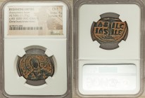 Anonymous issue during the reign of Romanus III Argyrus (ca. AD 1028-1034). Class B. AE follis (30mm, 11.20 gm, 6h). NGC Choice Fine 4/5 - 4/5. Consta...