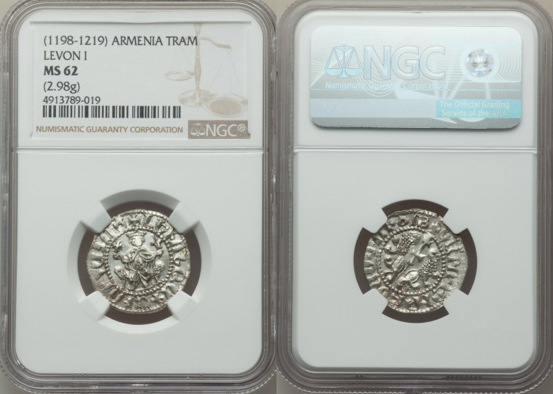 Cilician Armenia Levon I (1198-1219) Tram ND MS62 NGC, Bed-551. 2.98gm. Some fla...