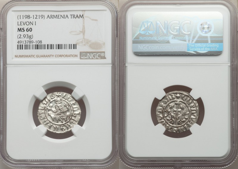 Cilician Armenia. Levon I (1198-1219) Tram ND MS60 NGC, 21mm, 2.93gm.

HID098012...