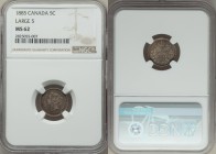 Victoria 5 Cents 1885 MS62 NGC, London mint, KM2. Large 5 variety, deep gray toning, should command a strong bid. 

HID09801242017