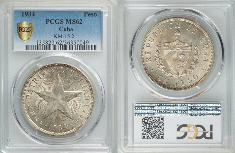 Republic "Star" Peso 1934 MS62 PCGS, KM15.2.

HID09801242017