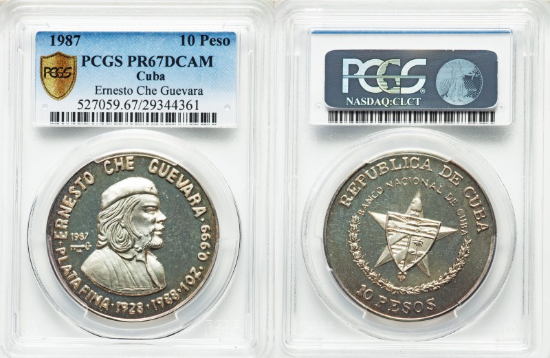 Republic Proof 10 Pesos 1987 PR67 Deep Cameo PCGS, KM163. Mintage: 4,000. Issued...