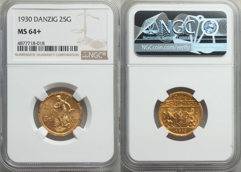 Free City gold 25 Gulden 1930 MS64+ NGC, KM150, Fr-44. Mintage: 4,000.

HID09801...