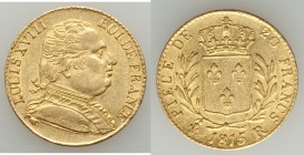 Louis XVIII gold 20 Francs 1815-R XF, London mint, KM706.7. An intriguing issue struck while the Bourbon monarchy was in exile during Napoleon's 100 d...
