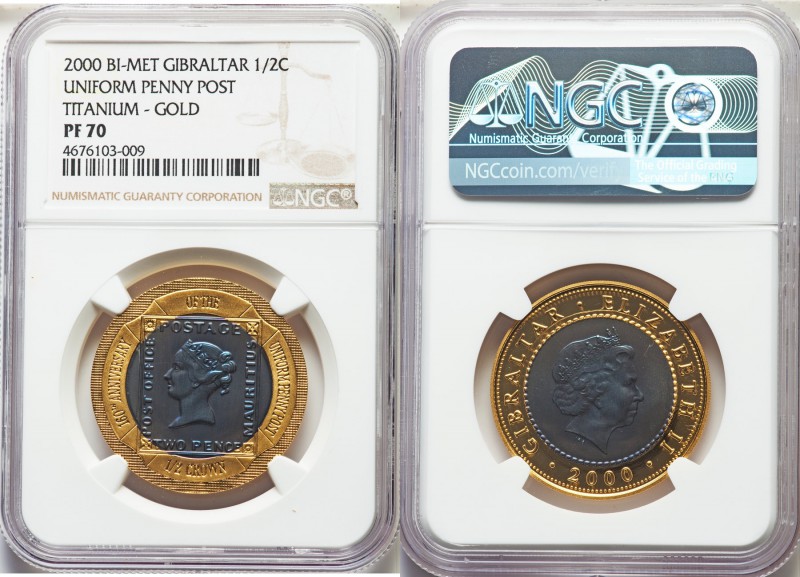 Elizabeth II bi-metallic titanium & gold Proof "Uniform Penny Post" 1/2 Crown 20...