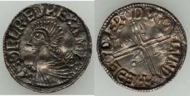 Kings of All England. Aethelred II (978-1016) Penny ND (c. 947-1003) XF (holed, peckmarked), London mint, Aethelwerd as moneyer, Long Cross type, S-11...