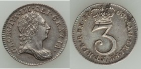 George III Pair of Uncertified Maundy 3 Pence, 1) 1763 - XF, KM591. 2) 1795 - VF, KM615. Sold as is, no return. 

HID09801242017