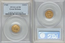 George III gold 1/4 Guinea 1762 AU50 PCGS, KM592, S-3741. AGW 0.0615 oz.

HID09801242017