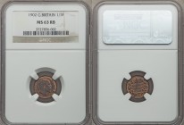 Pair of Certified Assorted 1/3 Farthings NGC, 1) Edward VII 1902 - MS63 Red and Brown, KM791. Struck for Malta, One year type. 2) George V 1913 - MS64...