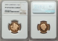 Elizabeth II gold Proof Sovereign 2005 PR69 Ultra Cameo NGC, British Royal mint, KM1065. AGW 0.2355 oz.

HID09801242017