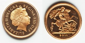 Elizabeth II 5-Piece Uncertified gold Sovereign Proof Set 2011, 1) 1/4 Sovereign, KM1117 2) 1/2 Sovereign, KM1001 3) Sovereign, KM1002 4) 2 Pounds, KM...