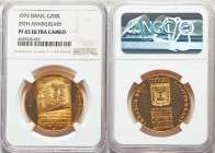 Republic gold Proof "25th Anniversary" 200 Lirot JE 5733 (1973)-(b) PR65 Ultra Cameo NGC, Berne mint, KM74. AGW 0.7812 oz.

HID09801242017
