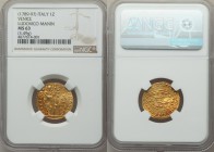 Venice. Ludovico Manin (1789-1797) gold Zecchino ND MS63 NGC, KM755, Fr-1445. 21mm. 3.49gm. LUDOV MANIN S M VENET / DVX Doge kneeling left, holding cr...