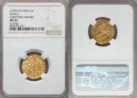 Venice. Ludovico Manin (1789-1797) gold Zecchino ND MS62 NGC, KM755, Fr-1445. 21mm. 3.47gm. LUDOV MANIN S M VENET / DVX Doge kneeling left, holding cr...
