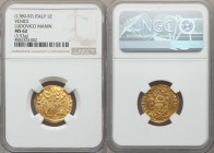 Venice. Ludovico Manin (1789-1797) gold Zecchino ND MS62 NGC, KM755, Fr-1445. 21mm. 3.53gm. LUDOV MANIN S M VENET / DVX Doge kneeling left, holding cr...