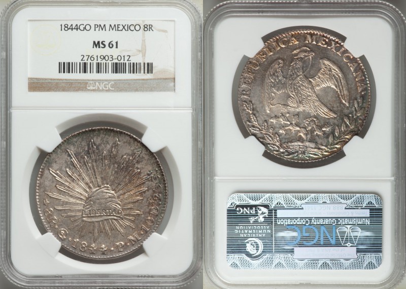 Republic 8 Reales 1844 Go-PM MS61 NGC, Guanajuato mint, KM377.8, DP-Go27.

HID09...