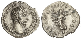 Roman Coins: Roman Empire
Denario. 165-166 d.C. LUCIO VERO. Anv.: L. VERVS AVG. GERM. PARTH. MAX. Busto laureado a derecha. Rev.: VICT. AVG. TR. P. V...