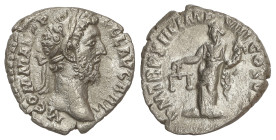 Roman Coins: Roman Empire
Denario. 187-188 d.C. CÓMODO. Anv.: M. COMM. ANT. P. FEL. AVG. BRIT. Cabeza laureada a derecha. Rev.: P. M. TR. P. XIII IMP...